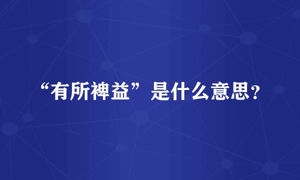 “有所裨益”是什么意思？