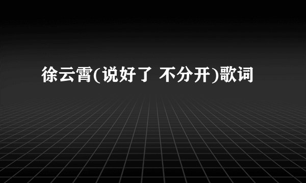 徐云霄(说好了 不分开)歌词