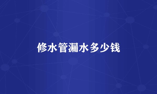 修水管漏水多少钱