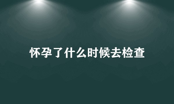 怀孕了什么时候去检查