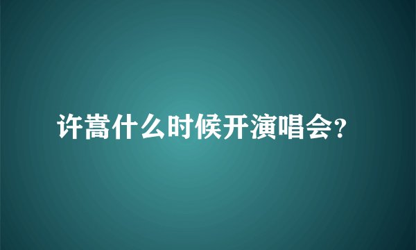 许嵩什么时候开演唱会？
