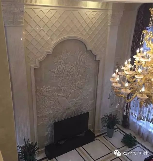 绝美玉石浮雕背景墙安装现场图集