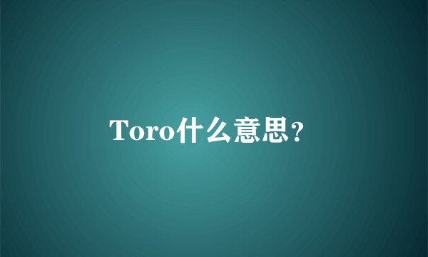 Toro什么意思？