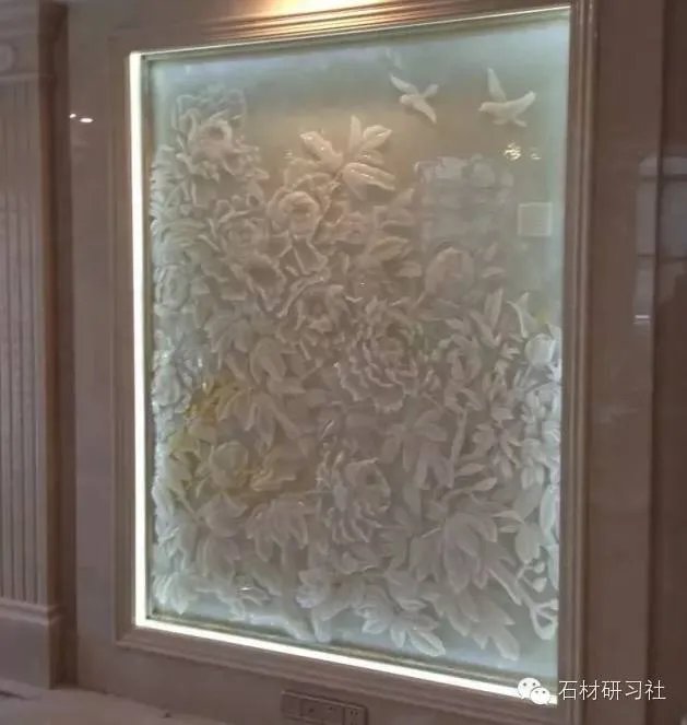 绝美玉石浮雕背景墙安装现场图集
