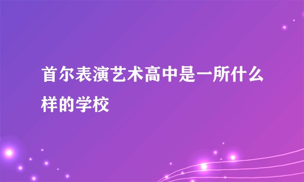 首尔表演艺术高中是一所什么样的学校