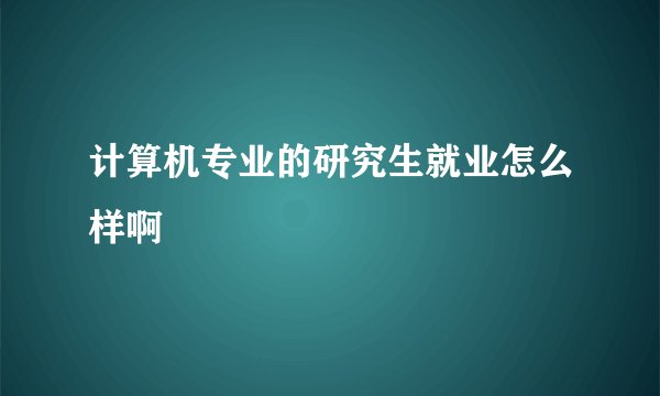 计算机专业的研究生就业怎么样啊