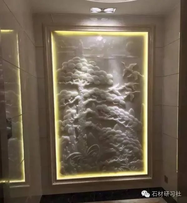 绝美玉石浮雕背景墙安装现场图集