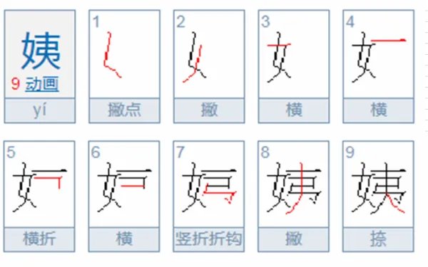 姨字的笔顺怎么写