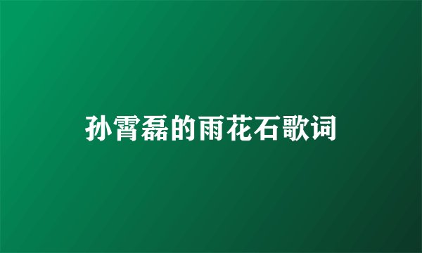 孙霄磊的雨花石歌词