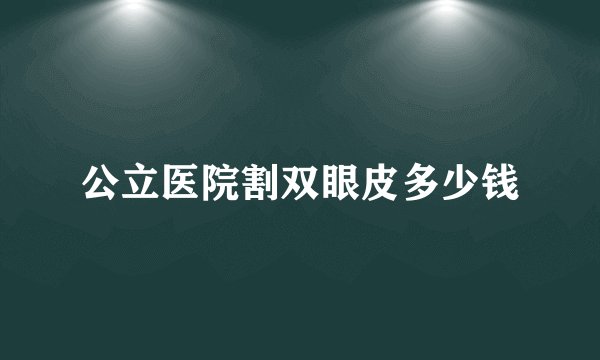 公立医院割双眼皮多少钱