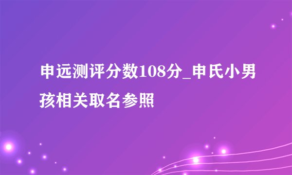 申远测评分数108分_申氏小男孩相关取名参照