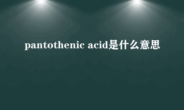 pantothenic acid是什么意思