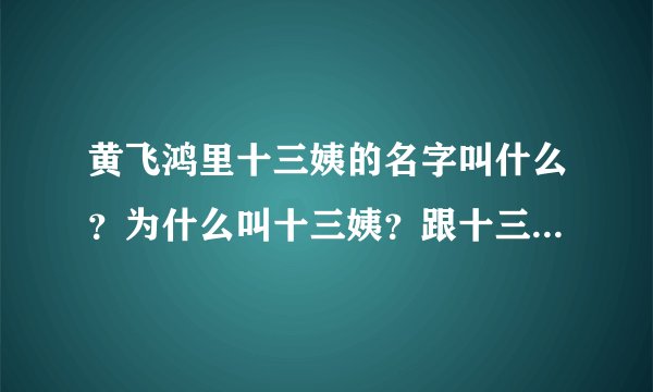 黄飞鸿里十三姨的名字叫什么？为什么叫十三姨？跟十三叔有什么关系？