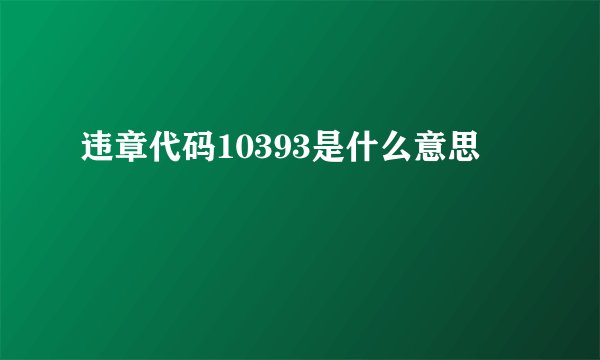 违章代码10393是什么意思