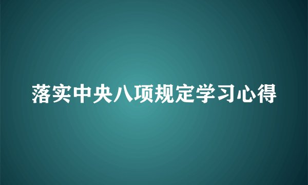 落实中央八项规定学习心得