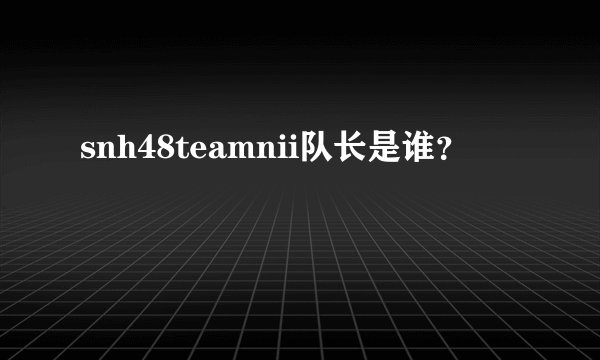 snh48teamnii队长是谁？