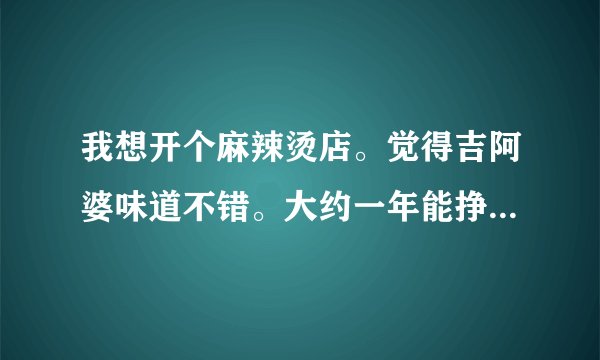 我想开个麻辣烫店。觉得吉阿婆味道不错。大约一年能挣多少钱呢？