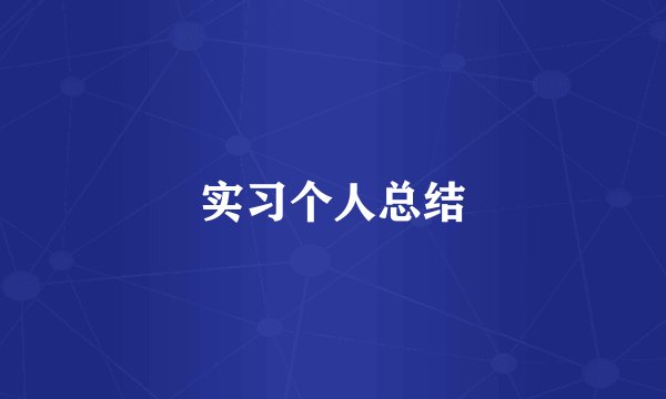 实习个人总结