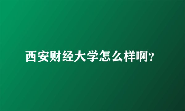 西安财经大学怎么样啊？