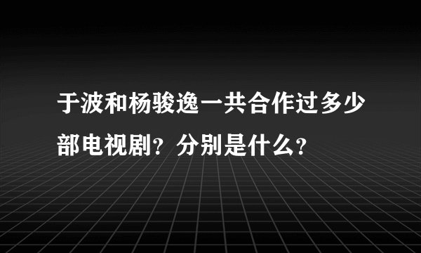 于波和杨骏逸一共合作过多少部电视剧？分别是什么？