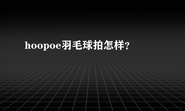 hoopoe羽毛球拍怎样？