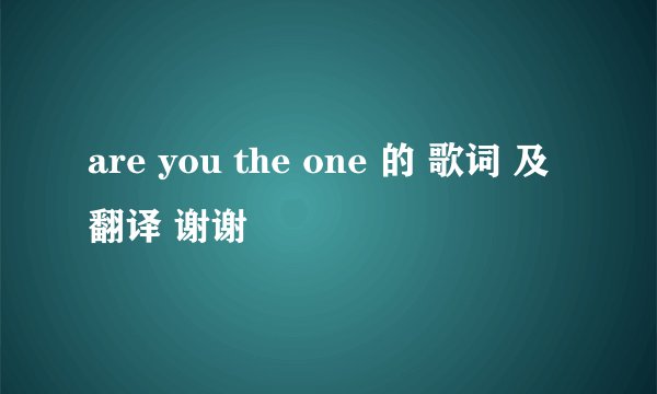 are you the one 的 歌词 及翻译 谢谢