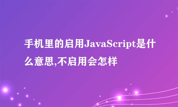 手机里的启用JavaScript是什么意思,不启用会怎样