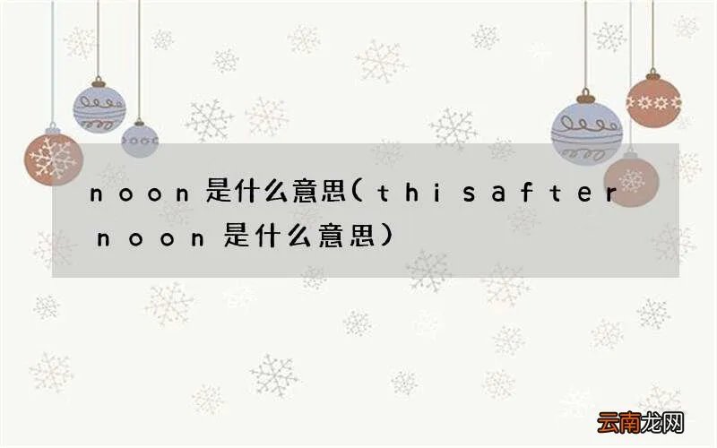thisafternoon是什么意思 noon是什么意思