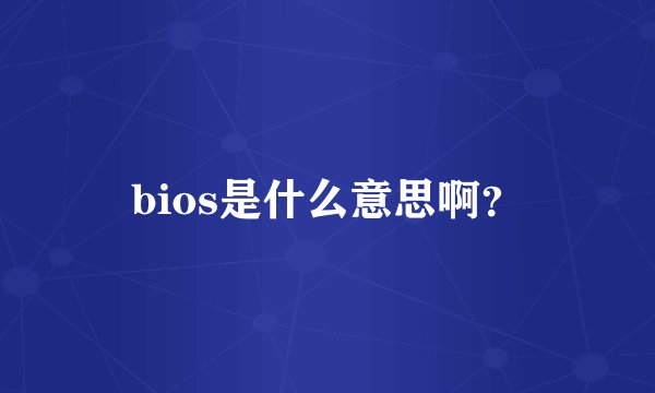 bios是什么意思啊？