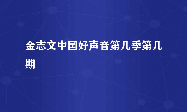 金志文中国好声音第几季第几期