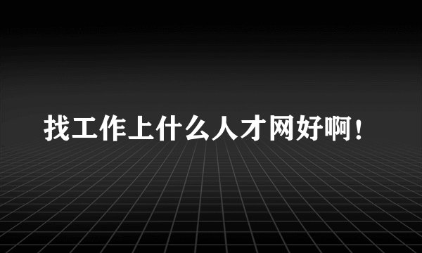 找工作上什么人才网好啊！