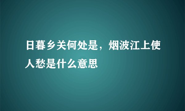 日暮乡关何处是，烟波江上使人愁是什么意思