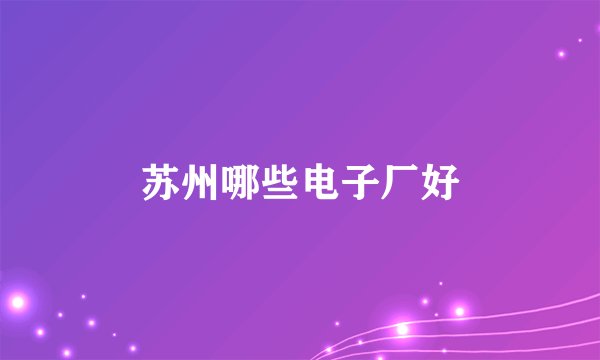 苏州哪些电子厂好