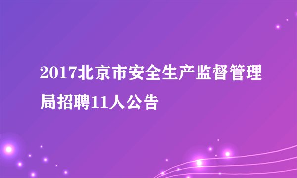 2017北京市安全生产监督管理局招聘11人公告