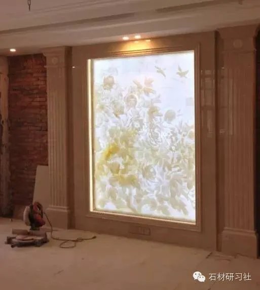 绝美玉石浮雕背景墙安装现场图集