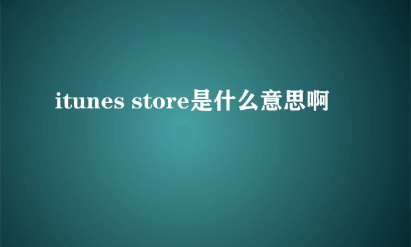itunes store是什么意思啊