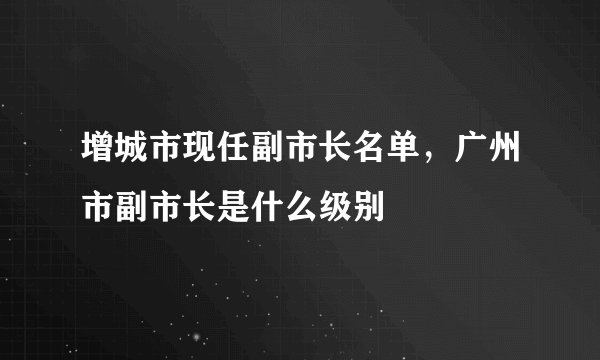 增城市现任副市长名单，广州市副市长是什么级别