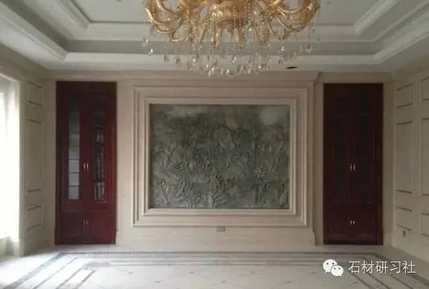 绝美玉石浮雕背景墙安装现场图集
