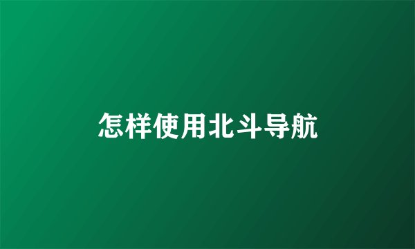 怎样使用北斗导航