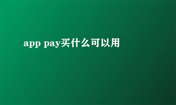 app pay买什么可以用