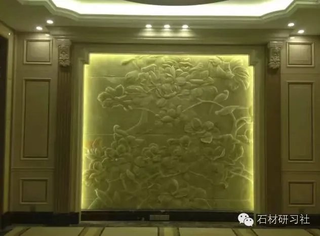 绝美玉石浮雕背景墙安装现场图集