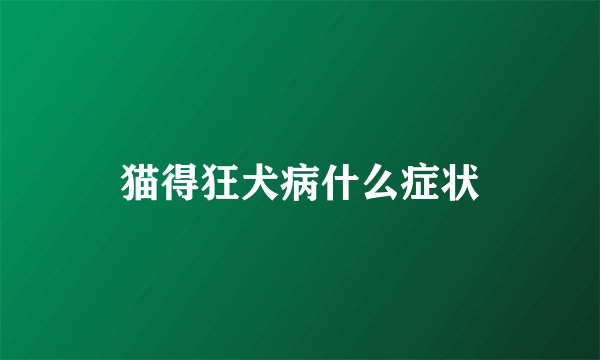 猫得狂犬病什么症状