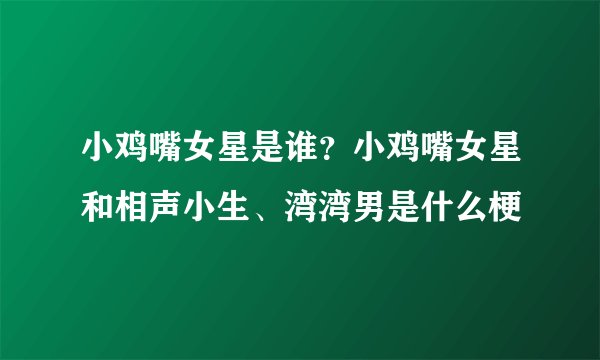 小鸡嘴女星是谁？小鸡嘴女星和相声小生、湾湾男是什么梗