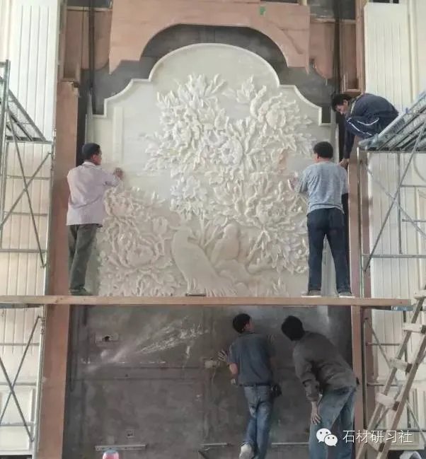 绝美玉石浮雕背景墙安装现场图集
