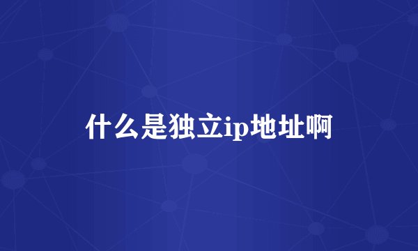 什么是独立ip地址啊