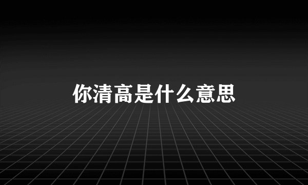 你清高是什么意思