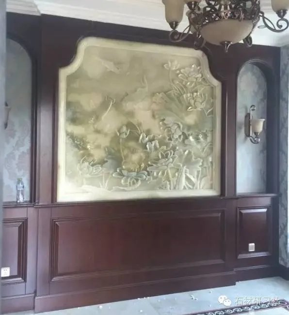 绝美玉石浮雕背景墙安装现场图集