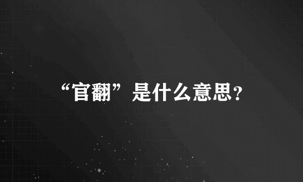 “官翻”是什么意思？