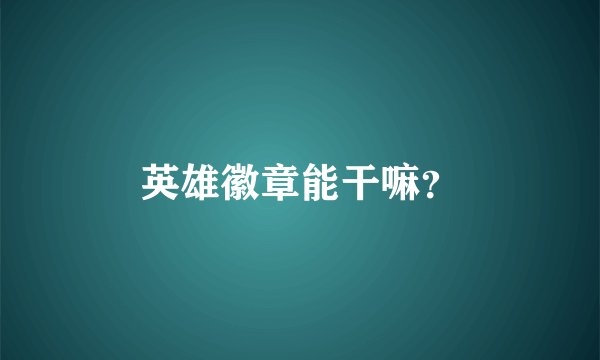 英雄徽章能干嘛？