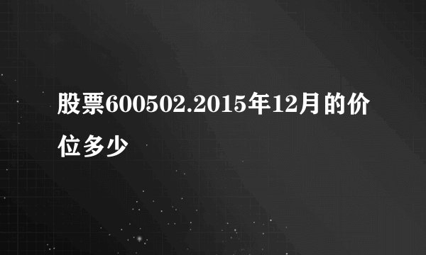 股票600502.2015年12月的价位多少